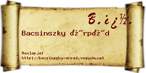 Bacsinszky Árpád névjegykártya