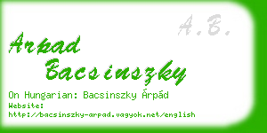 arpad bacsinszky business card