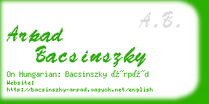 arpad bacsinszky business card